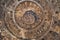 Ceiling of Chennakeshava temple, Belur, Karnataka. There is a prominent carving of Lord Vishnu as Narsimha in the centre.