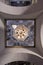 Ceiling decorated with a geometric star inside a Muslim mosque in Toledo