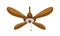 Ceiling fan flat vector illustration. Hanging wooden spinning propeller. Summer hot air cooling tool isolated on white
