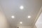 Ceiling in the kitchen, with four spotlights installed and turned on