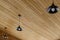 Ceiling lights on a wooden ceiling