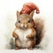 Celebrate the Christmas season with a charming squirrel offering warm wishes on a festive watercolor card