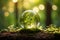 Celebrate Earth Day. Serene Green Globe amidst Mossy Forest with Beautifully Defocused Sunlight