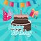 Celebrate happy birthday cake flat illustration vector greetings colorful icon bright color