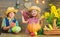 Celebrate harvest festival. Children near vegetables wooden background. Elementary school fall festival idea. Kids girl