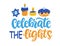 Celebrate the lights. Hanukkah banner template design