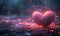 Celebrate Love: Dark Background Illuminated by Pink Bokeh Lights, Perfect for Valentine\\\'s Day