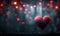 Celebrate Love: Dark Background Illuminated by Pink Bokeh Lights, Perfect for Valentine\\\'s Day