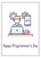 Celebrate programmers day greeting card with color icon element