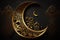 Celebrate Ramadan Kareem and Eid Mubarak with our stunning Crescent Islamic design featuring a mosque and golden half moon pattern