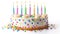 Celebrate with a Sweet Treat: Isolated Birthday Cake and Candles