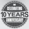 Celebrating 10 years anniversary retro label, vector illustration
