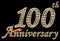 Celebrating 100th anniversary golden sign with diamonds, vector