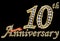 Celebrating 10th anniversary golden sign with diamonds,