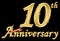 Celebrating 10th anniversary golden sign, vector illustration