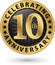 Celebrating 10th years anniversary gold label, vector