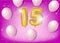 Celebrating 15 years with gold and pink balloons and glitter confetti