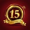 Celebrating 15th golden anniversary, Design Logo of Anniversary celebration with gold ring and golden ribbon