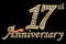 Celebrating 17th anniversary golden sign with diamonds, vector