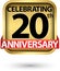 Celebrating 20th years anniversary gold label, vector illustration