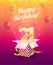 Celebrating 21 st years birthday vector illustration. Twenty one anniversary celebration invitation card. Adult birth