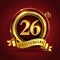 Celebrating 26th golden anniversary, Design Logo of Anniversary celebration with gold ring and golden ribbon