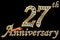 Celebrating 27th anniversary golden sign with diamonds, vector