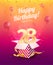 Celebrating 28 th years birthday vector illustration. Twenty eight anniversary celebration invitation card. Adult birth