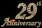 Celebrating 29th anniversary golden sign with diamonds, vector