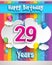 Celebrating 29th Anniversary logo, with confetti and balloons, clouds, colorful ribbon, Colorful Vector design template elements