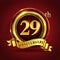 Celebrating 29th golden anniversary, Design Logo of Anniversary celebration with gold ring and golden ribbon
