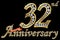 Celebrating 32th anniversary golden sign with diamonds, vector