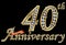 Celebrating 40th anniversary golden sign with diamonds, vector