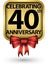 Celebrating 40th years anniversary gold label, vector illustration