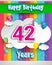 Celebrating 42nd Anniversary logo, with confetti and balloons, clouds, colorful ribbon, Colorful Vector design template elements