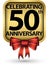 Celebrating 50th years anniversary gold label, vector illustration