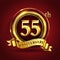 Celebrating 55th golden anniversary, Design Logo of Anniversary celebration with gold ring and golden ribbon