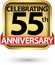 Celebrating 55th years anniversary gold label, vector illustration