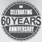 Celebrating 60 years anniversary retro label, vector illustration
