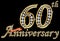 Celebrating 60th anniversary golden sign with diamonds, vector