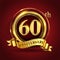 Celebrating 60th golden anniversary, Design Logo of Anniversary celebration with gold ring and golden ribbon