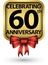 Celebrating 60th years anniversary gold label, vector illustration