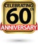 Celebrating 60th years anniversary gold label, vector illustration