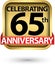 Celebrating 65th years anniversary gold label, vector illustration