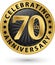 Celebrating 70th years anniversary gold label, vector