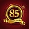 Celebrating 85th golden anniversary, Design Logo of Anniversary celebration with gold ring and golden ribbon