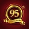 Celebrating 95th golden anniversary, Design Logo of Anniversary celebration with gold ring and golden ribbon