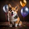 Celebrating the birthday of an adorable corgi, generative AI