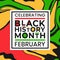 Celebrating Black History Month February banner with colorful liquid paint effect background. Vector illustration of