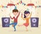 Celebrating couple dancing music with wine glass party
